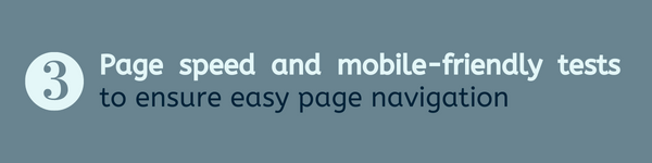Step 3: Page speed and mobile-friendly tests to ensure easy navigation